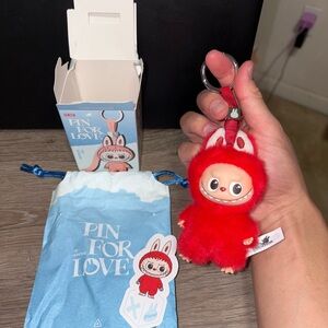 POP MART Labubu V4 The Monsters Pin For Love Alphabet Plush Pendant - Letter X